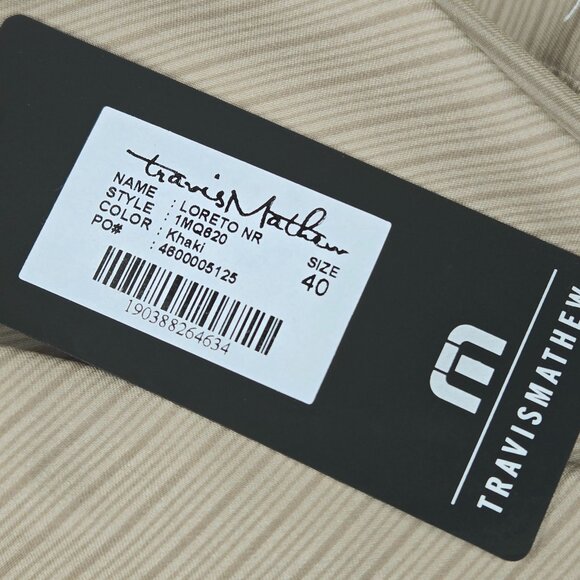 NWT TravisMathew LORETO HYBRID POLY/SPAN KHAKI STRIPE 4 WAY STRETCH SHORTS 40 - Picture 10 of 13